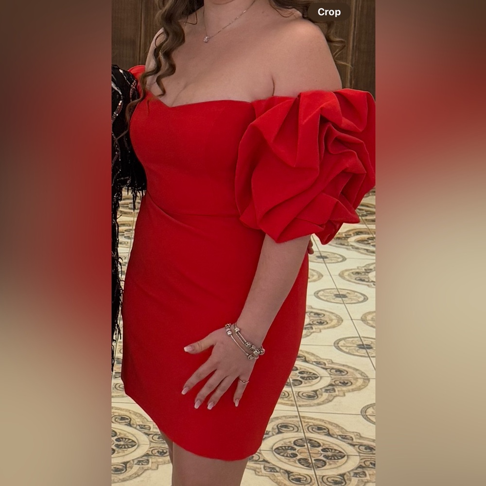 BCBGMAXAZRIA Red Off-the-Shoulder Dress – Size 12